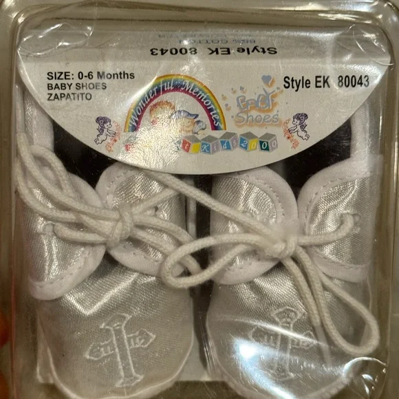 Vintage Baby White/Silver Christening Shoes - Picture 5 of 7